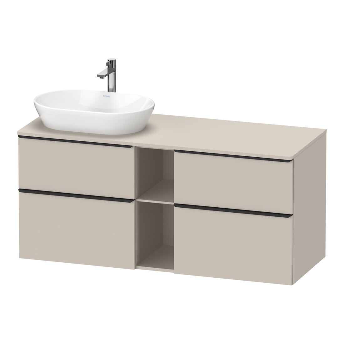 Duravit Waschtischunterschrank D-Neo 140x55cm, 2 SBK, 2 A, B L, sw/Taup ma