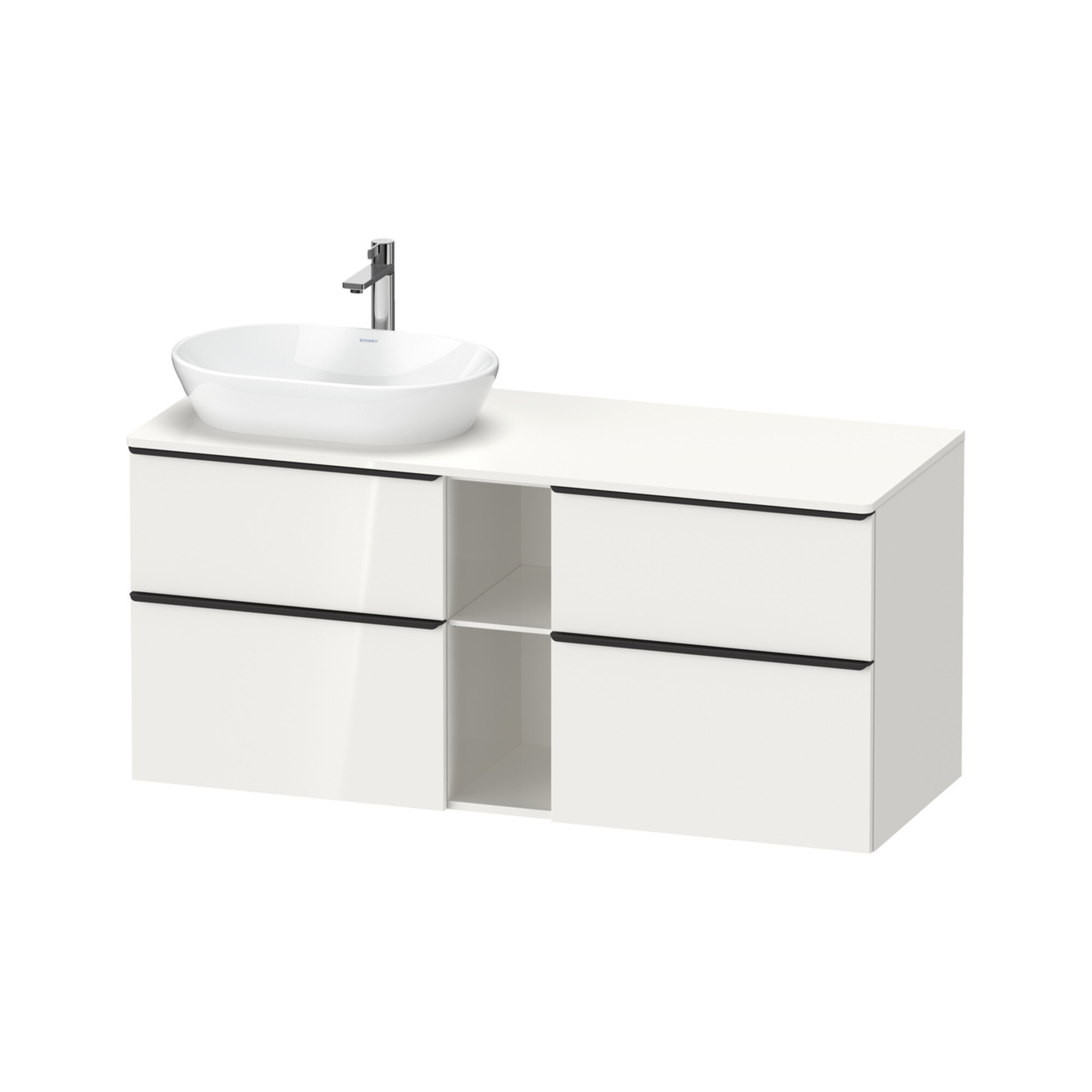 Duravit Waschtischunterschrank D-Neo 140x55cm, 2 SBK, 2 A, B L, sw/w hgl