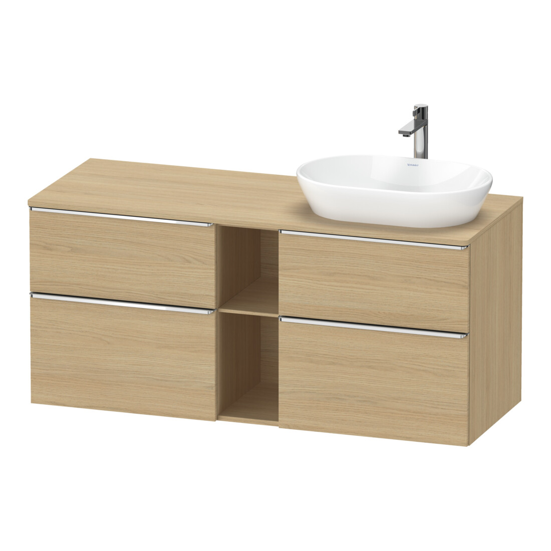 Duravit Waschtischunterschrank D-Neo 140x55cm, 2 SBK, 2 A, B R, chr/Eiche Nat