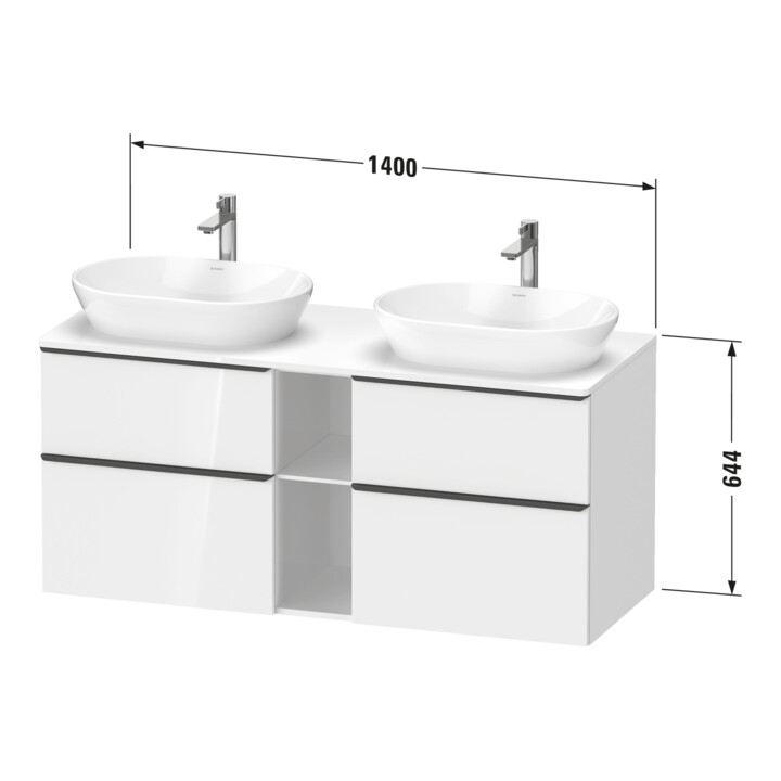Duravit Waschtischunterschrank D-Neo 140x55cm, 2 SBK, 2 A, B R, chr/Eiche Nat