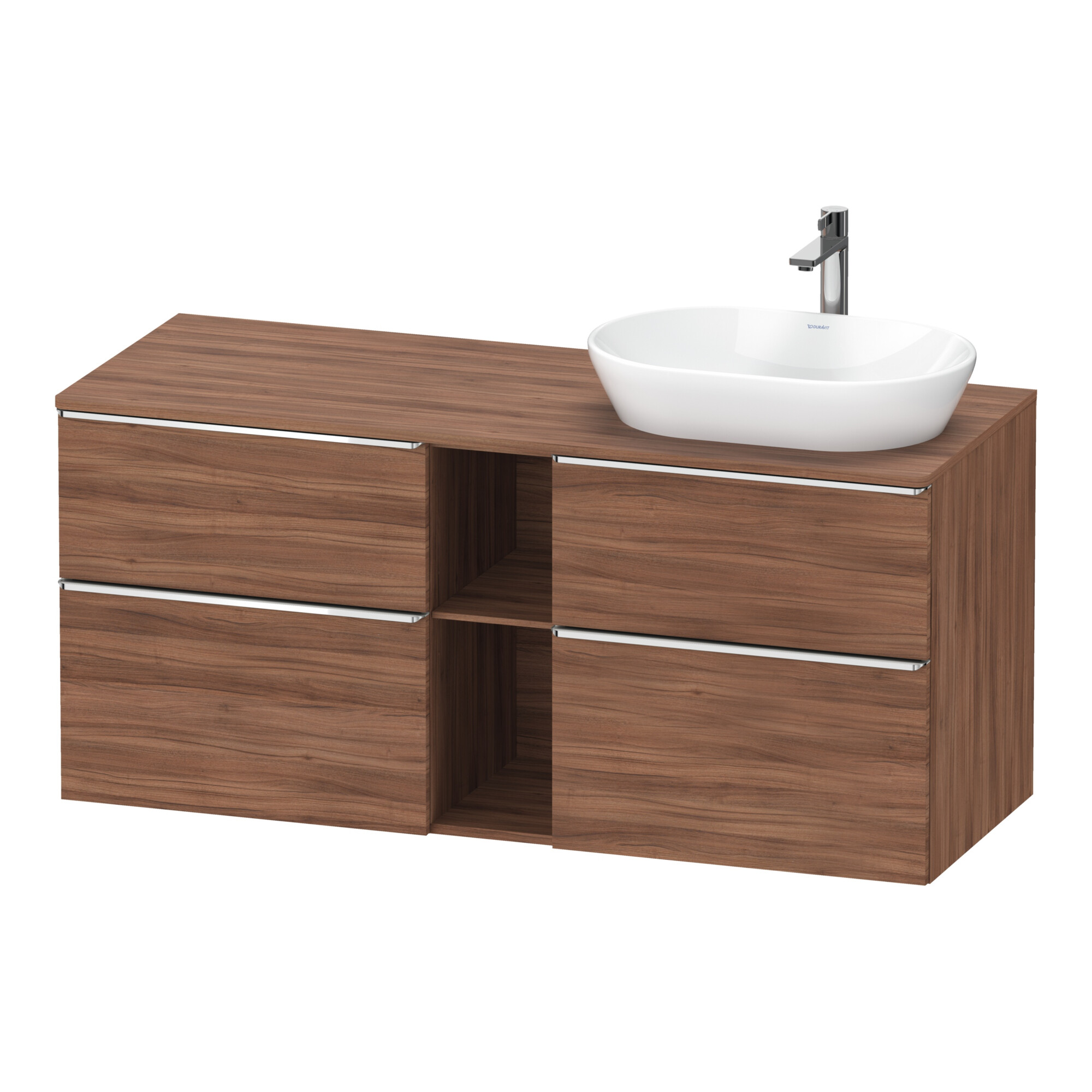 Duravit Waschtischunterschrank D-Neo 140x55cm, 2 SBK, 2 A, B R, chr/Nussb Nat