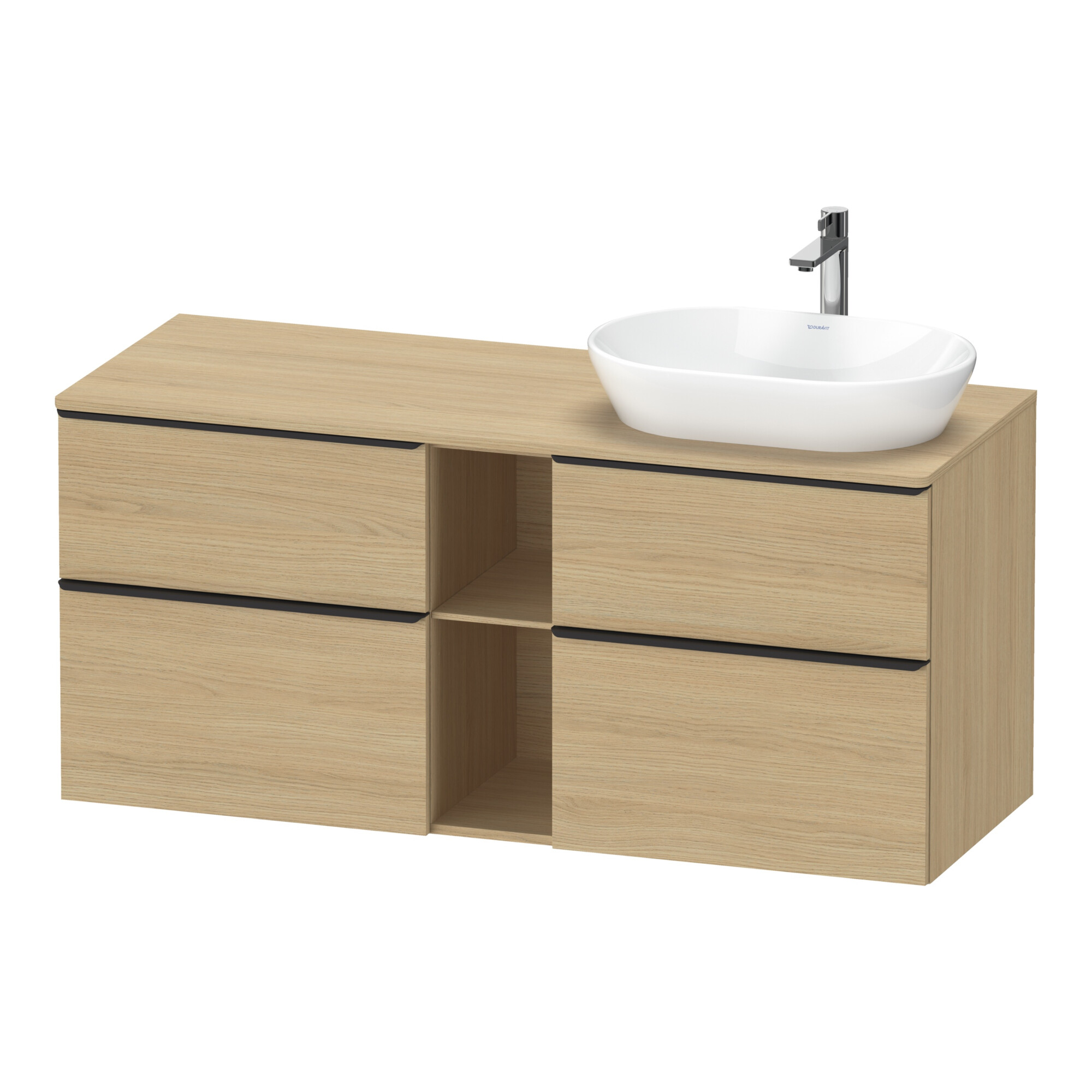 Duravit Waschtischunterschrank D-Neo 140x55cm, 2 SBK, 2 A, B R, sw/Ei Nat