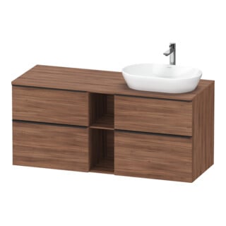 Duravit Waschtischunterschrank D-Neo 140x55cm, 2 SBK, 2 A, B R, sw/Nuss Nat