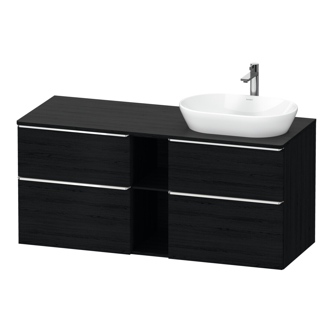 Duravit Waschtischunterschrank D-Neo 140x55cm, 2 SBK, 2 A, B re, chr/Eiche sw