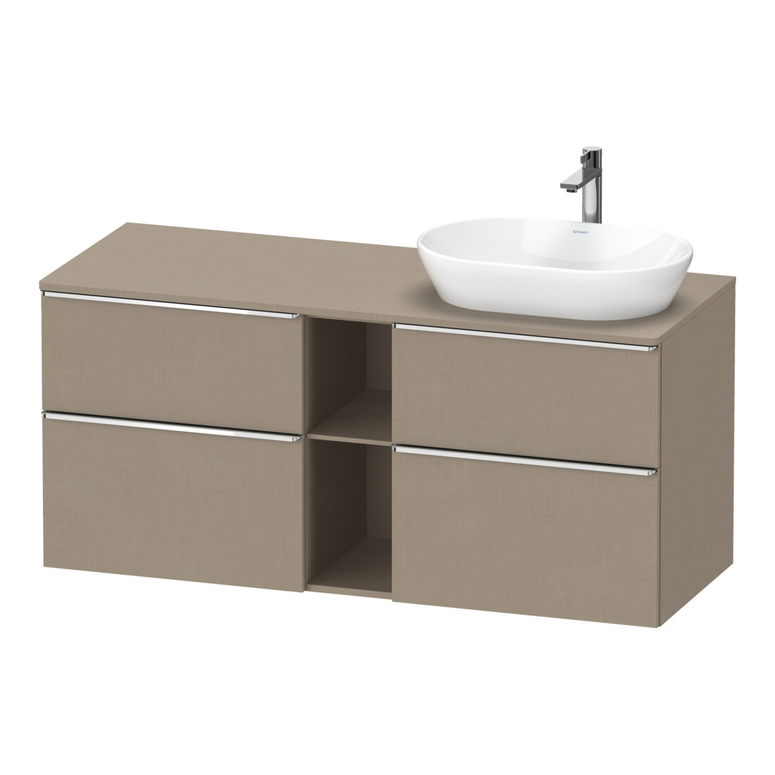 Duravit Waschtischunterschrank D-Neo 140x55cm, 2 SBK, 2 A, B re, chr/Leinen