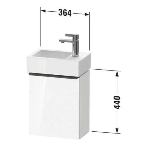Duravit Waschtischunterschrank D-Neo 36,4x22,2x44cm, 1 Tür, An L, ES geb/Lei