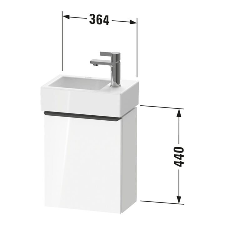 Duravit Waschtischunterschrank D-Neo 36,4x22,2x44cm, 1 Tür, An R, g pol/w ma