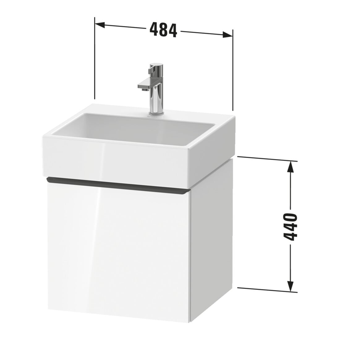 Duravit Waschtischunterschrank D-Neo 48,4x44,2cm, g pol/w hgl, 1 Ausz., wandhängend