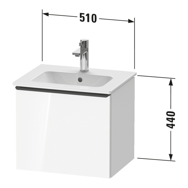 Duravit Waschtischunterschrank D-Neo 51x40,2x44cm, 1 A, wd, schwarz/Eiche sw