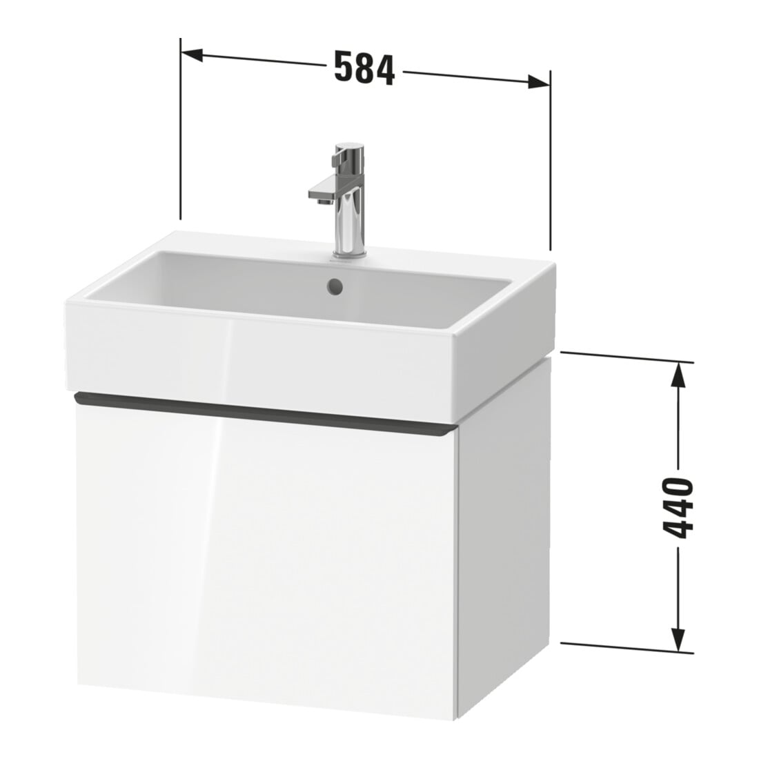 Duravit Waschtischunterschrank D-Neo 58,4x44,2cm, b geb/Nu d, 1 Ausz., wandhängend