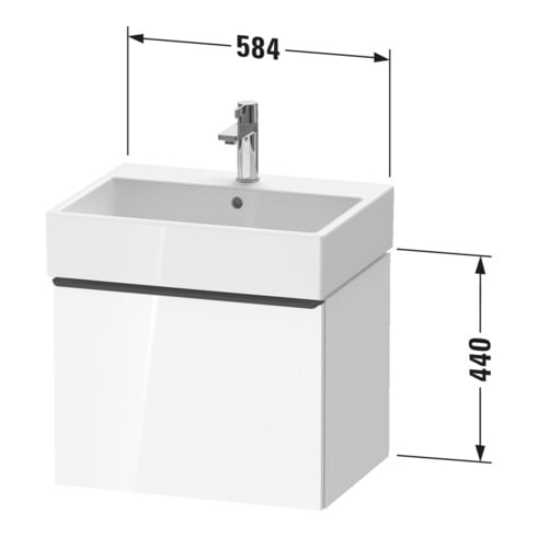 Duravit Waschtischunterschrank D-Neo 58,4x44,2cm, g pol/gra m, 1 Ausz., wandhängend