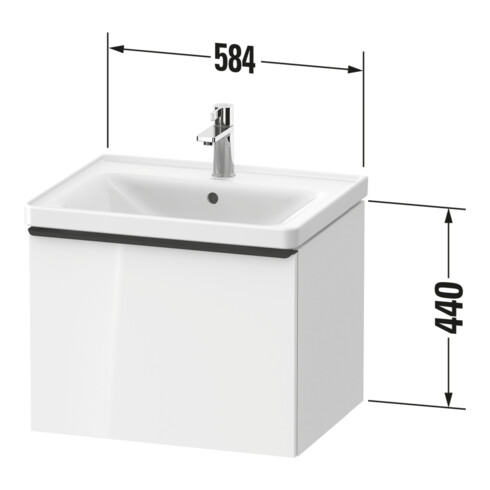 Duravit Waschtischunterschrank D-Neo 58,4x45,2x44cm, 1 A, wd, chr/Eiche Nat