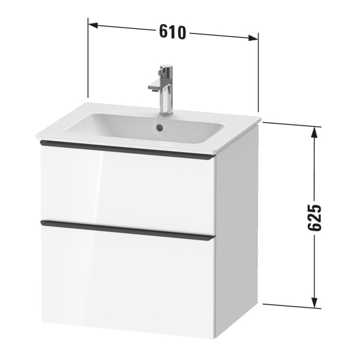 Duravit Waschtischunterschrank D-Neo 61x46,2cm, ch/nb d, 1 Schubk., 1 Ausz.