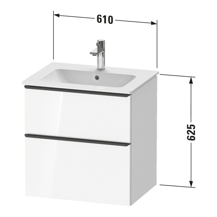 Duravit Waschtischunterschrank D-Neo 61x46,2cm, ES geb/Bas m, 1 Kast, 1 Ausz.