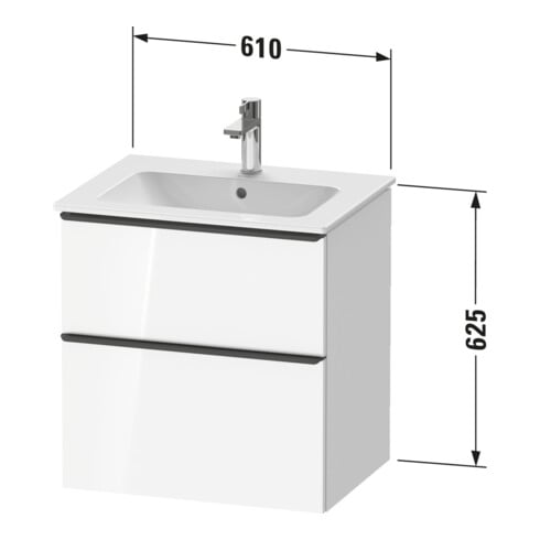 Duravit Waschtischunterschrank D-Neo 61x46,2cm, g pol/gr m, 1 Kast, 1 Ausz.