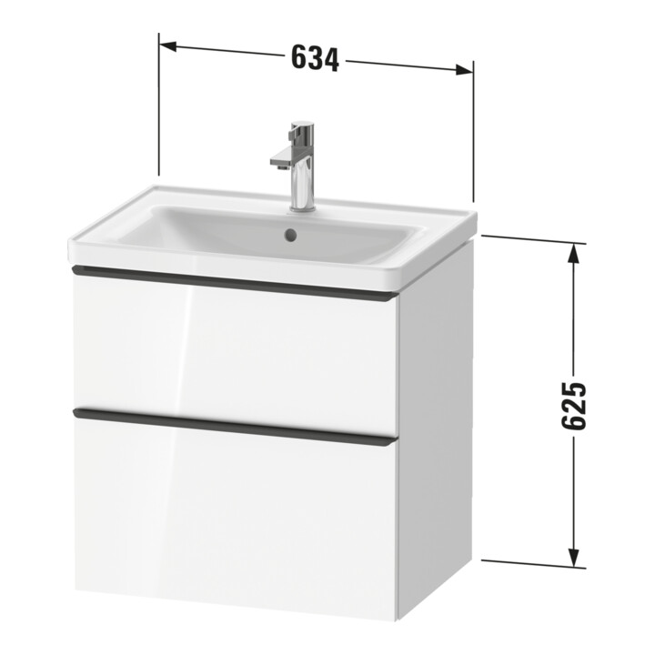 Duravit Waschtischunterschrank D-Neo 63,4x45,2cm, g pol/w g, 1 Kast, 1 Ausz.
