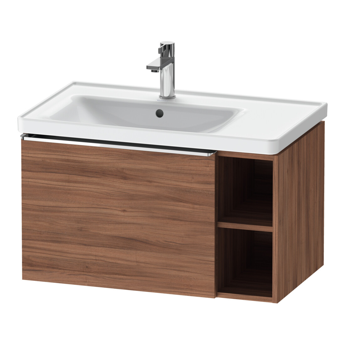 Duravit Waschtischunterschrank D-Neo 78,4x45,2cm, 1 A, B li, chr/Nussb Nat