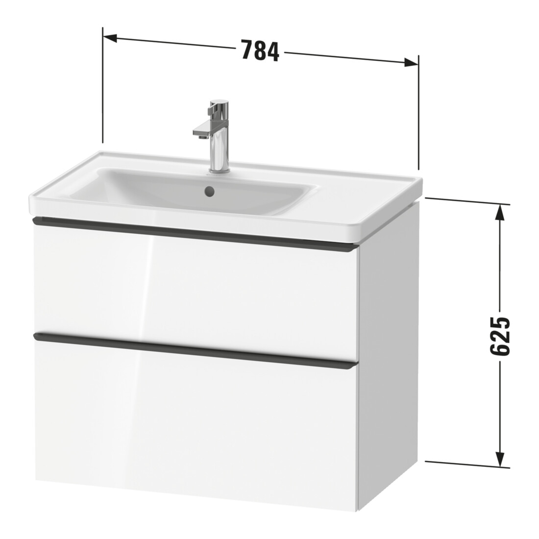 Duravit Waschtischunterschrank D-Neo 78,4x45,2cm, 1 Kast, B L, ES geb/Nu Nat