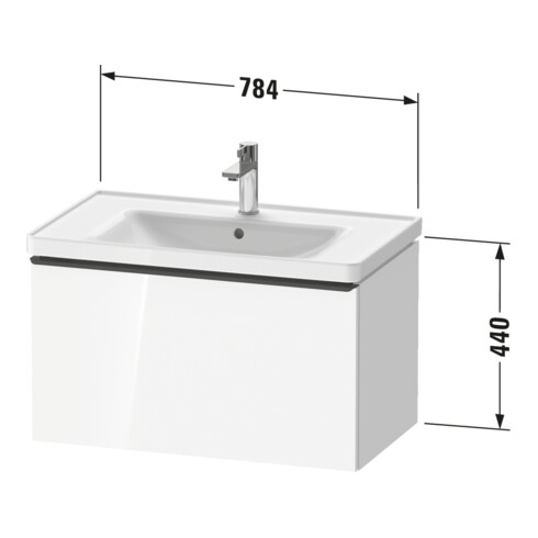 Duravit Waschtischunterschrank D-Neo 78,4x45,2cm, ch/Ei sw, 1 Ausz., wandhängend