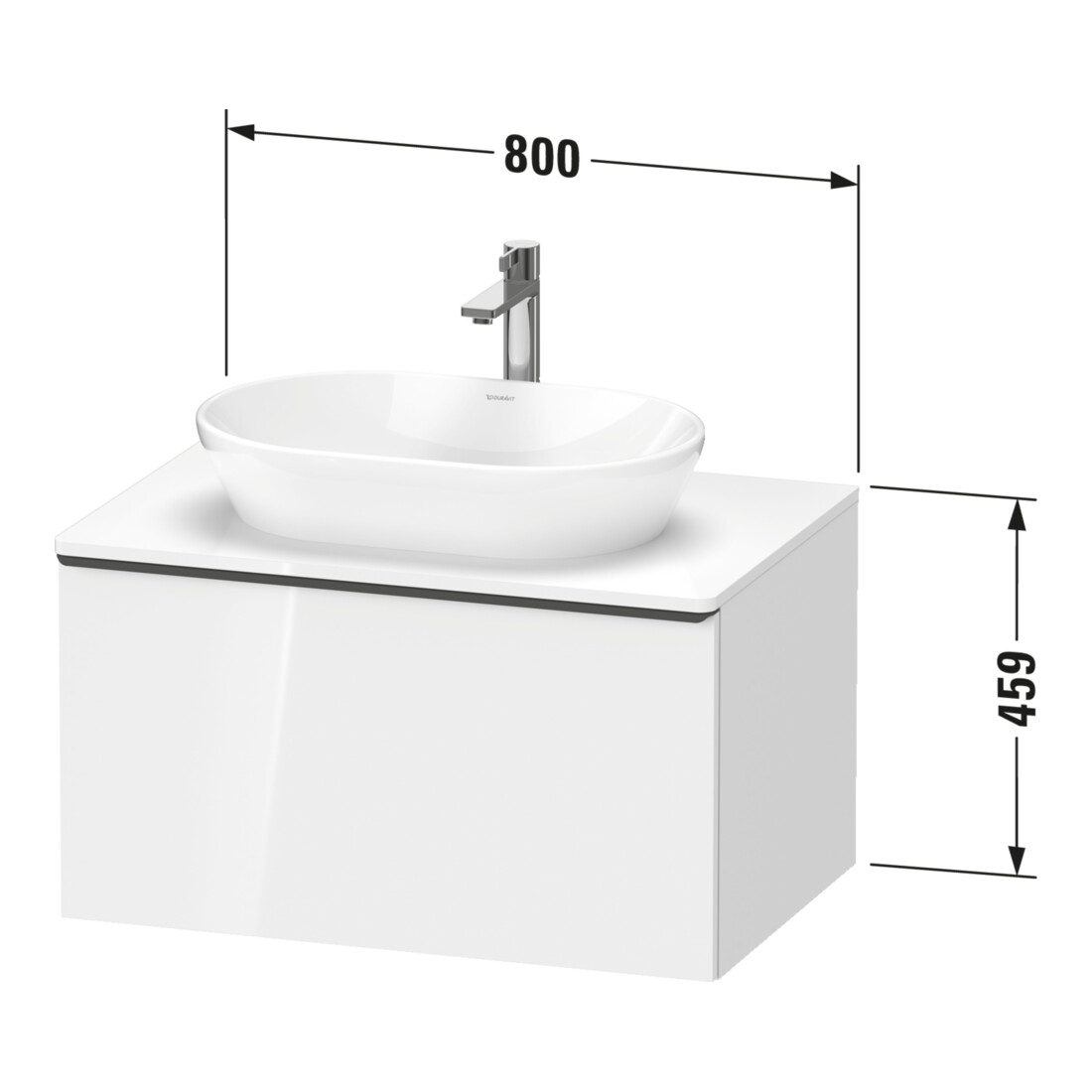 Duravit Waschtischunterschrank D-Neo 80x55cm, ch/Bas m, 1 A, 1 Pl, wandhängend