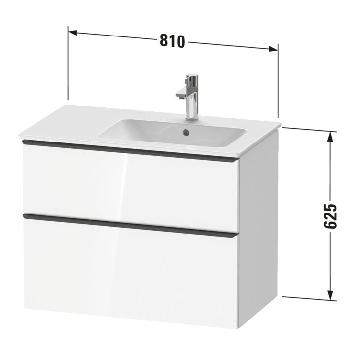 Duravit Waschtischunterschrank D-Neo 81x46,2cm, 1 Kast, B re, schwarz/weiß ma