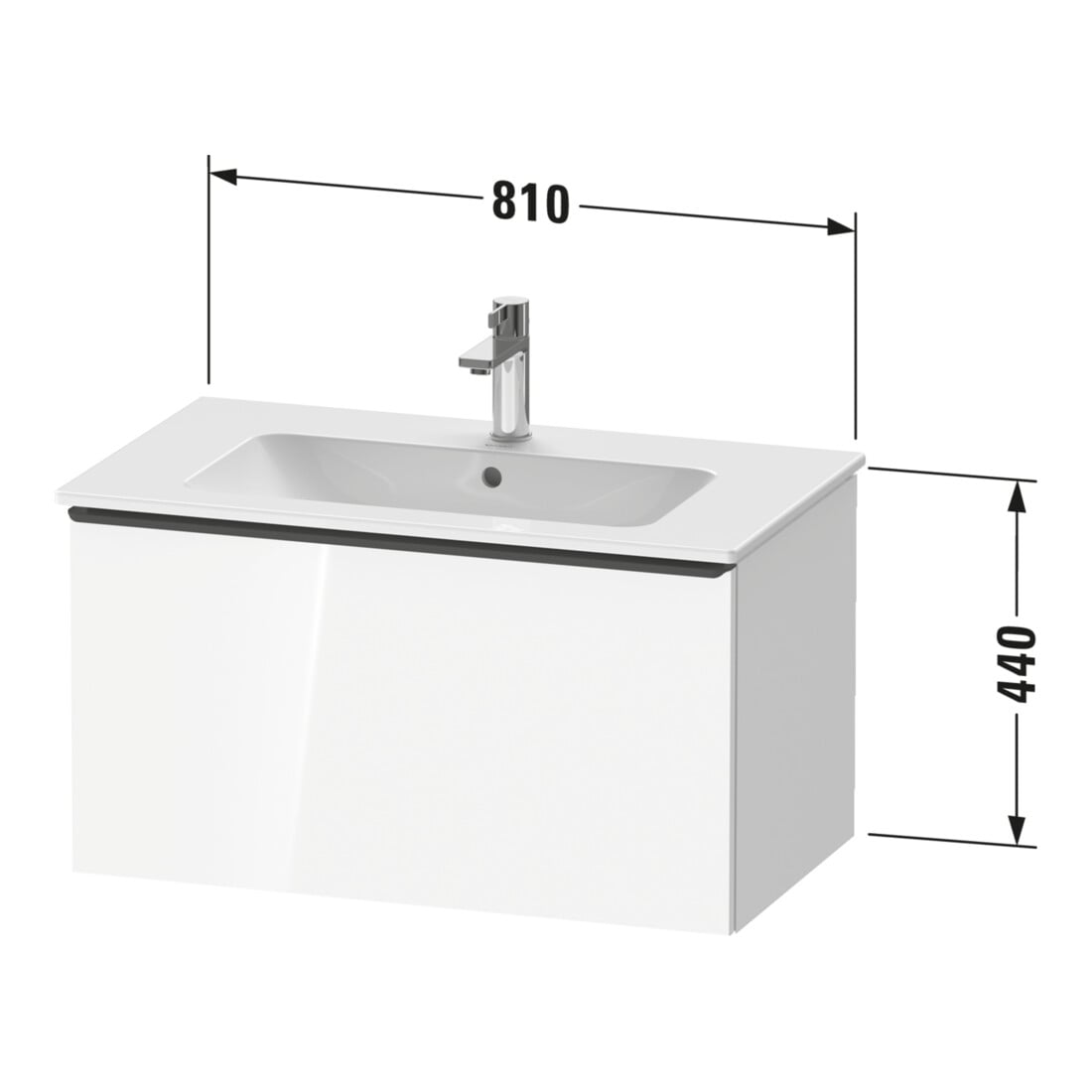 Duravit Waschtischunterschrank D-Neo 81x46,2cm, chr/Eiche sw, 1 Ausz., wandhängend