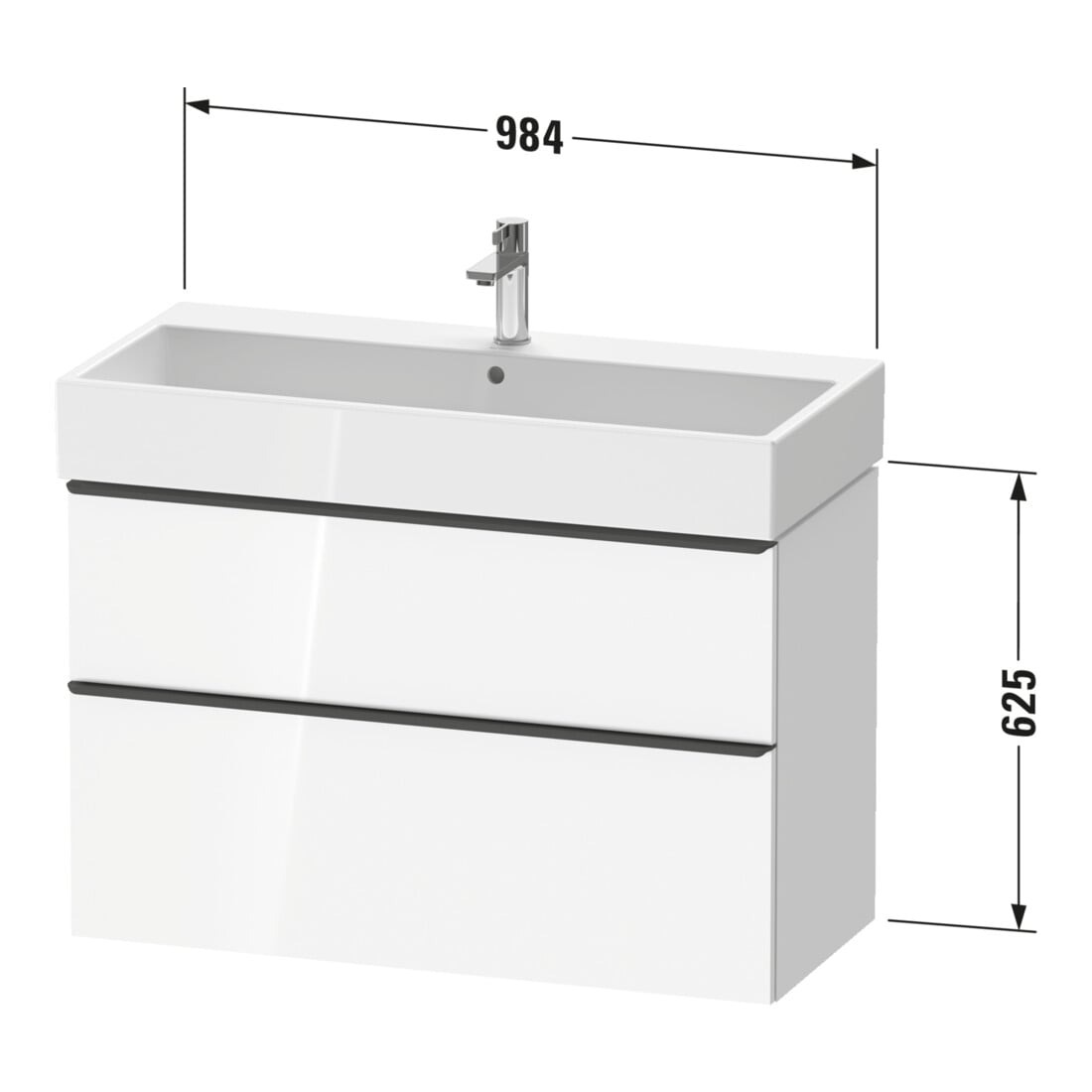 Duravit Waschtischunterschrank D-Neo 98,4x44,2cm, b geb/Ei ma, 1 Kast, 1 A