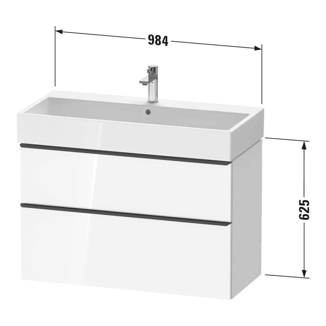 Duravit Waschtischunterschrank D-Neo 98,4x44,2cm, g pol/Bas m, 1 Kast, 1 A