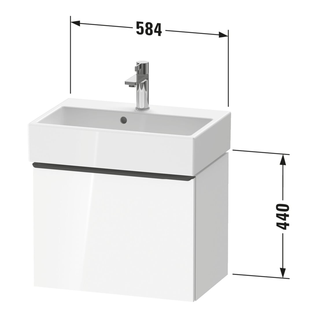 Duravit Waschtischunterschrank D-Neo Compact 58,4x37,2x44cm, 1 A, wd, b geb/Eiche sw