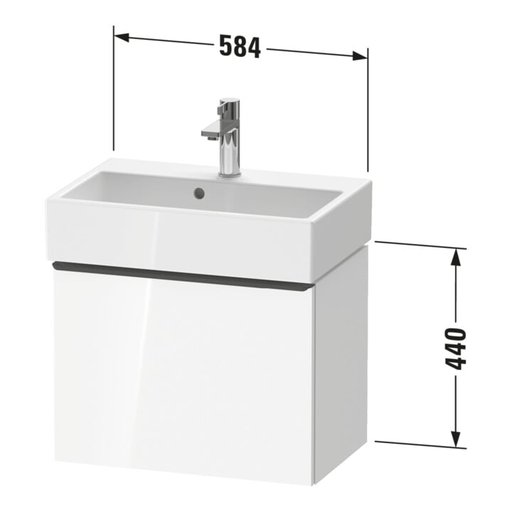 Duravit Waschtischunterschrank D-Neo Compact 58,4x37,2x44cm, 1 A, wd, ES geb/Gra ma