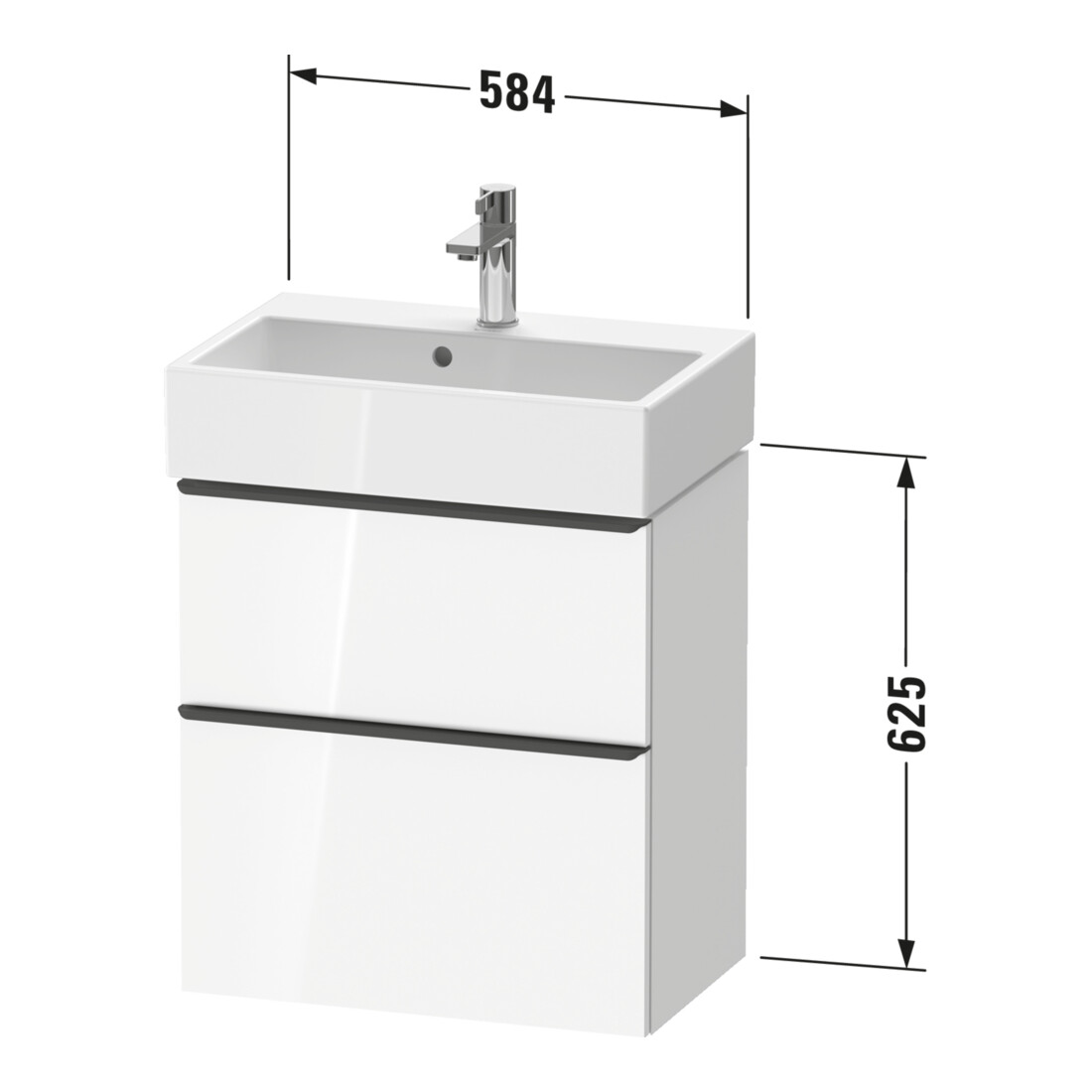 Duravit Waschtischunterschrank D-Neo Compact 58,4x37,2xcm, 1 Kast, 1 A, chr/Eiche Nat