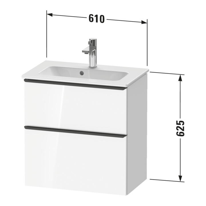 Duravit Waschtischunterschrank D-Neo Compact 61x37,2, b geb/Bas m, 1 Kast, 1 A, wandhängend
