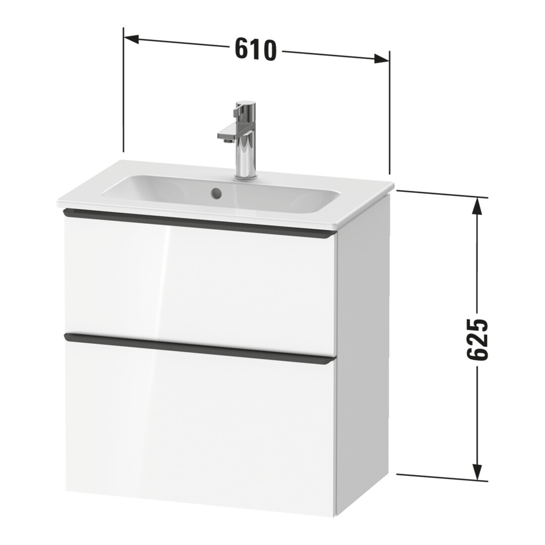 Duravit Waschtischunterschrank D-Neo Compact 61x37,2, b geb/Gra m, 1 Kast, 1 A, wandhängend