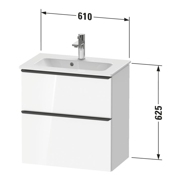 Duravit Waschtischunterschrank D-Neo Compact 61x37,2, ch/Lein, 1 Kast, 1 Ausz., wandhängend