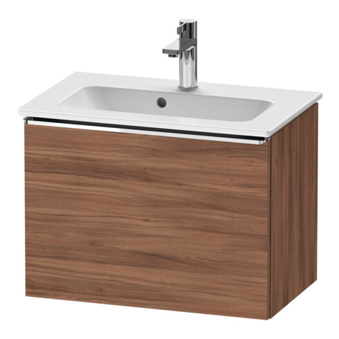 Duravit Waschtischunterschrank D-Neo Compact 61x37,2, chr/Nussb Nat, 1 Ausz., wandhängend