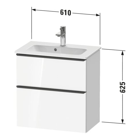 Duravit Waschtischunterschrank D-Neo Compact 61x37,2, ES geb/w m, 1 Kast, 1 A, wandhängend