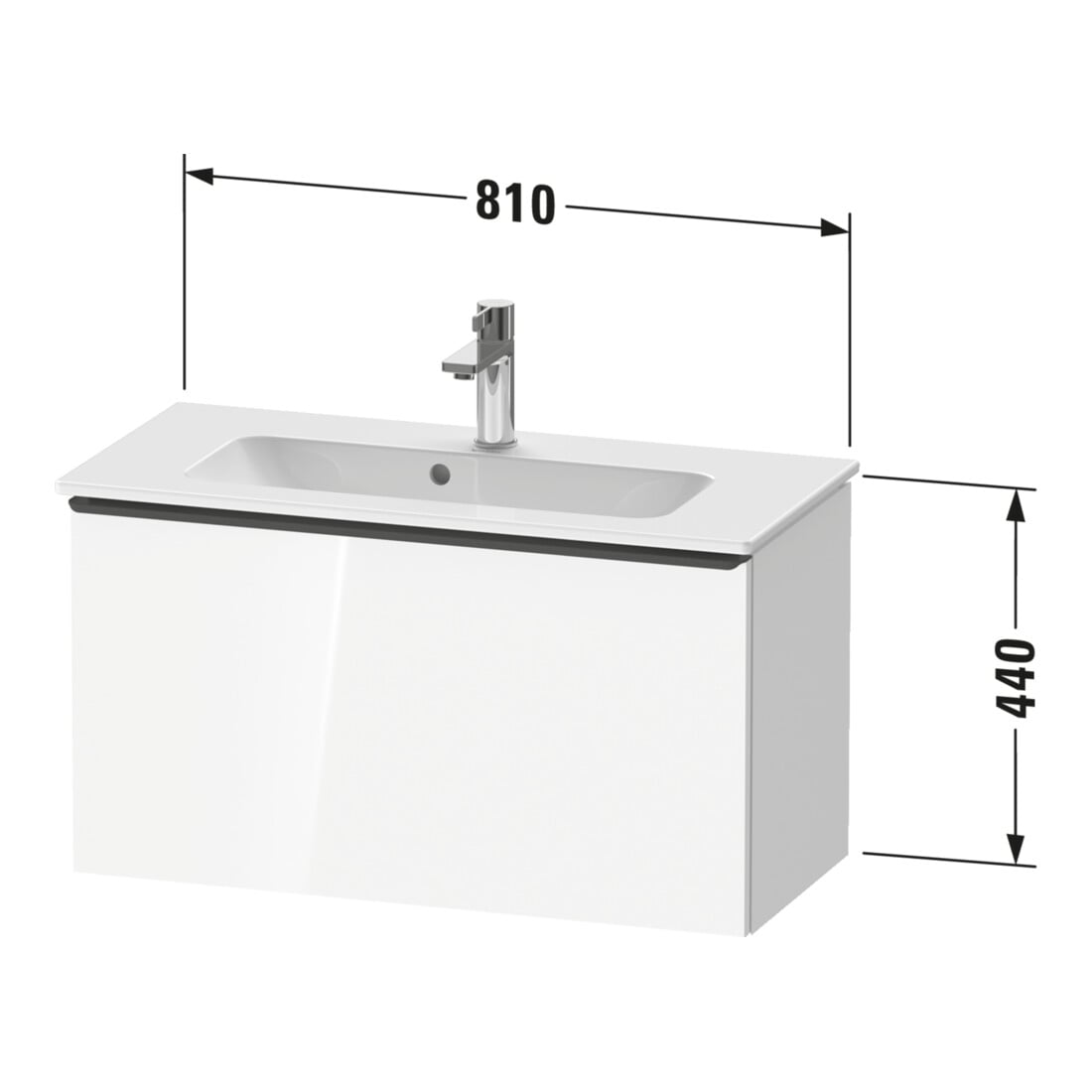 Duravit Waschtischunterschrank D-Neo Compact 81x37,2, ch/Bas ma, 1 Ausz., wandhängend