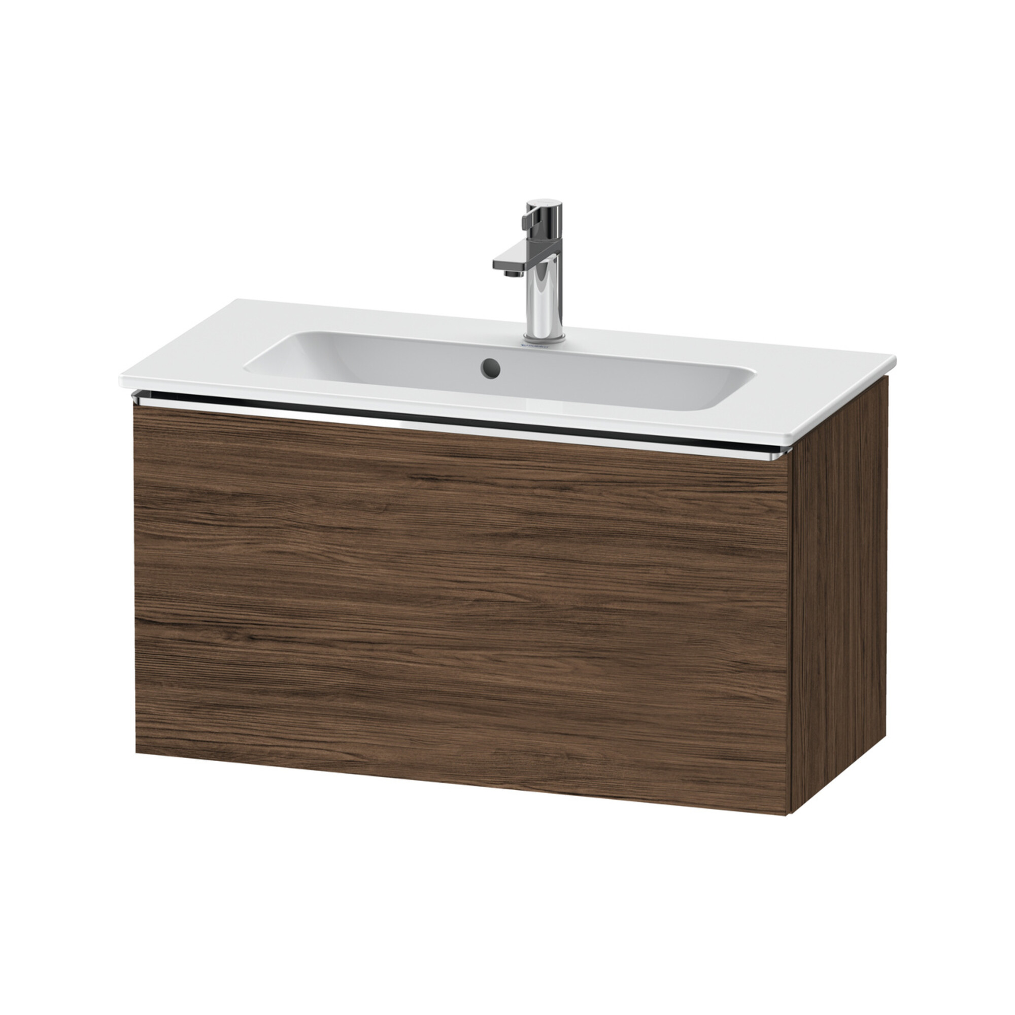 Duravit Waschtischunterschrank D-Neo Compact 81x37,2, chr/Nussb dkl., 1 Ausz., wandhängend