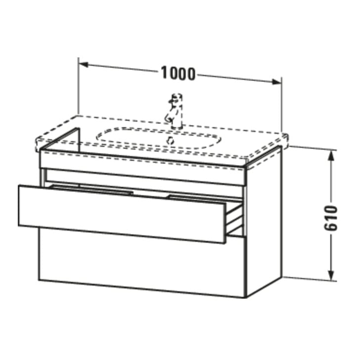 Duravit Waschtischunterschrank DuraStyle 100x45,3cm, E sw/Bas ma, 2 SchKa., wandhängend