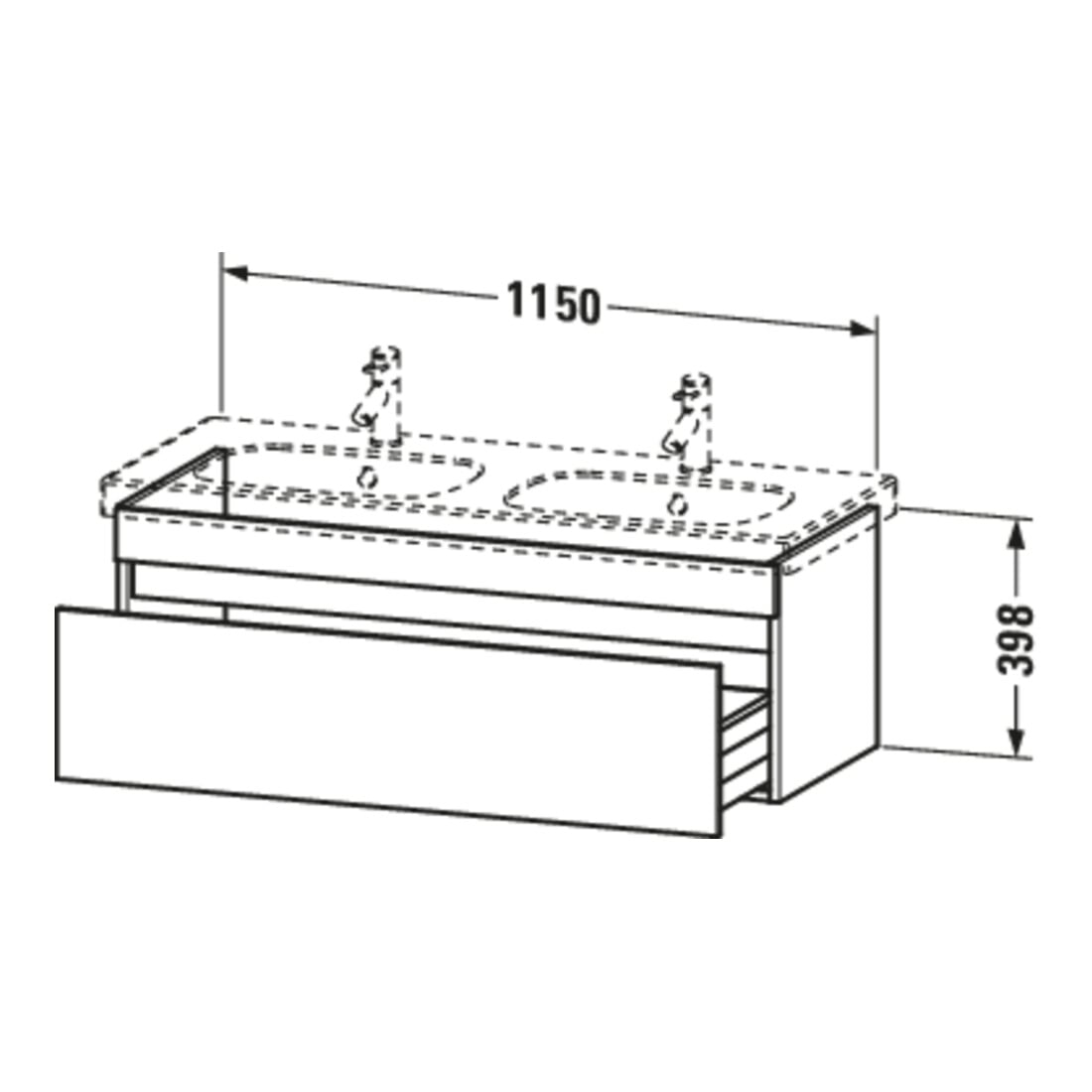 Duravit Waschtischunterschrank DuraStyle 115x45,3cm, E na/we ma, 1 Ausz., wandhängend