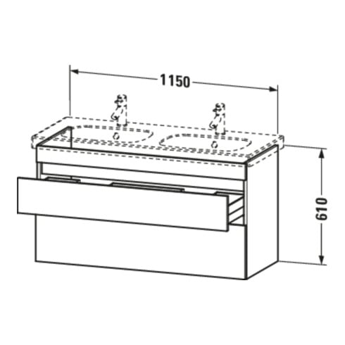Duravit Waschtischunterschrank DuraStyle 115x45,3cm, Ei sw, 2 Schubk., wandhängend