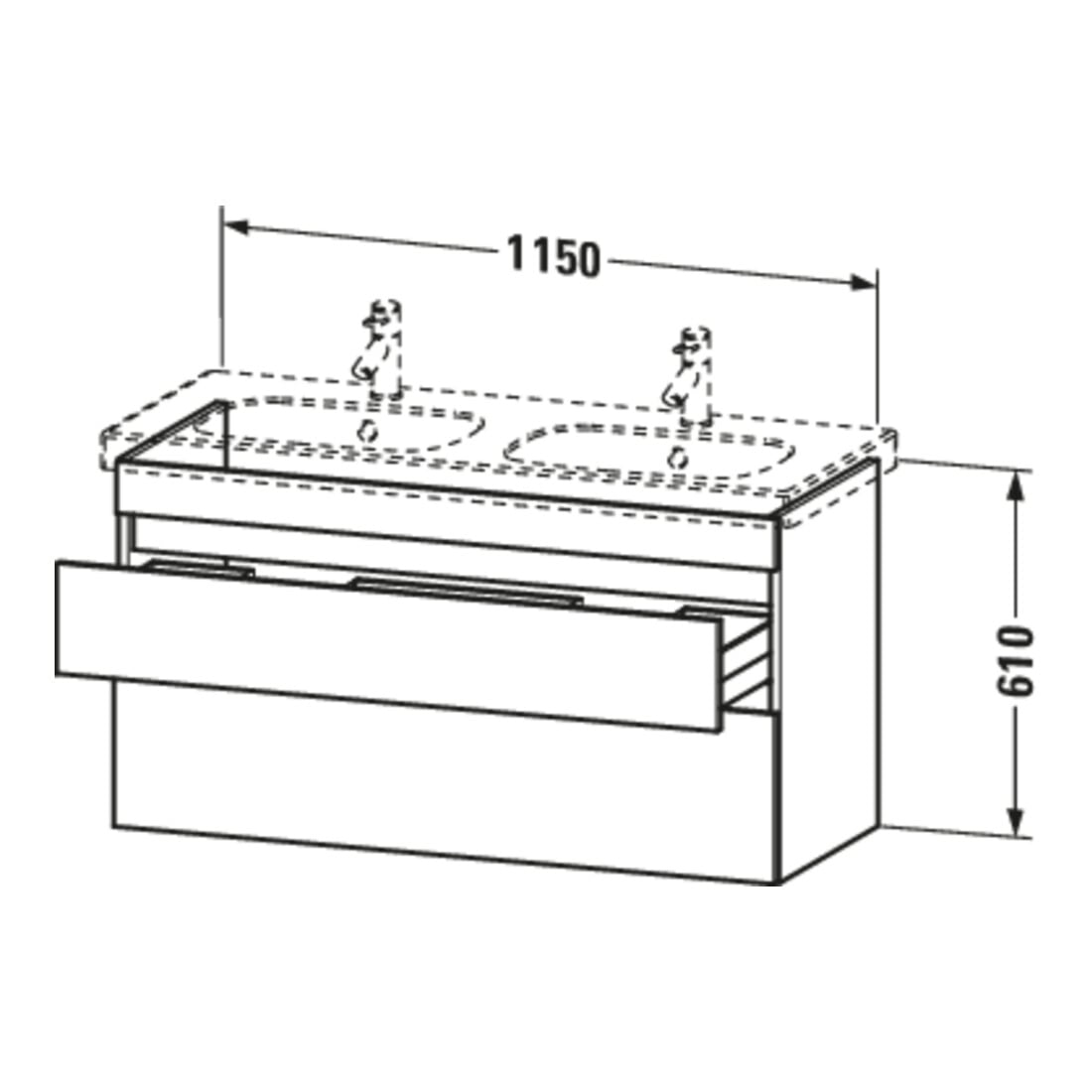Duravit Waschtischunterschrank DuraStyle 115x45,3cm, N na/we ma, 2 SchKa., wandhängend