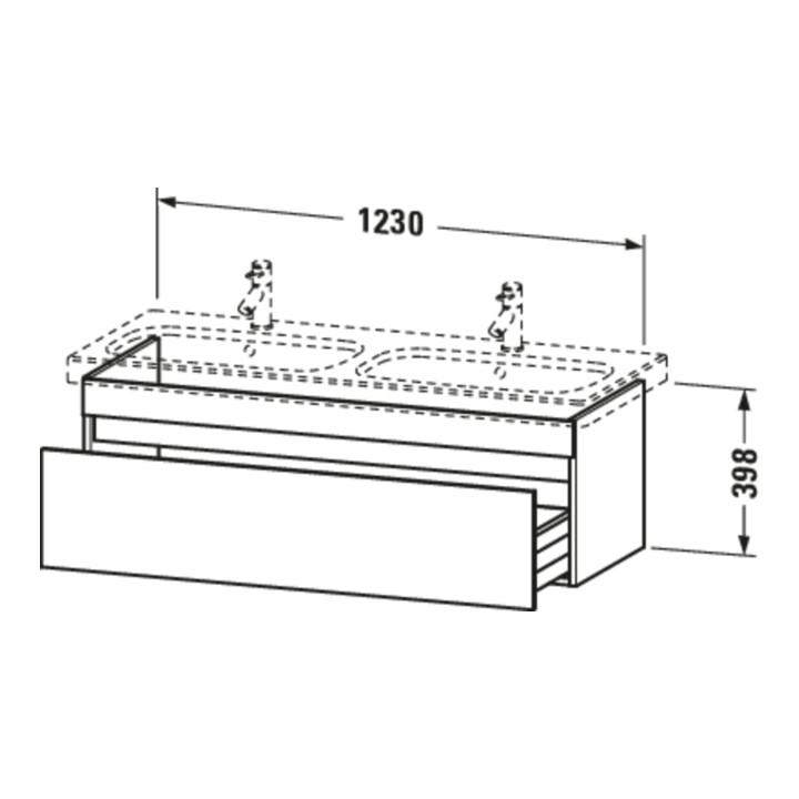 Duravit Waschtischunterschrank DuraStyle 123x44,8x39,8cm, 1 A, B li/re, we. hgl