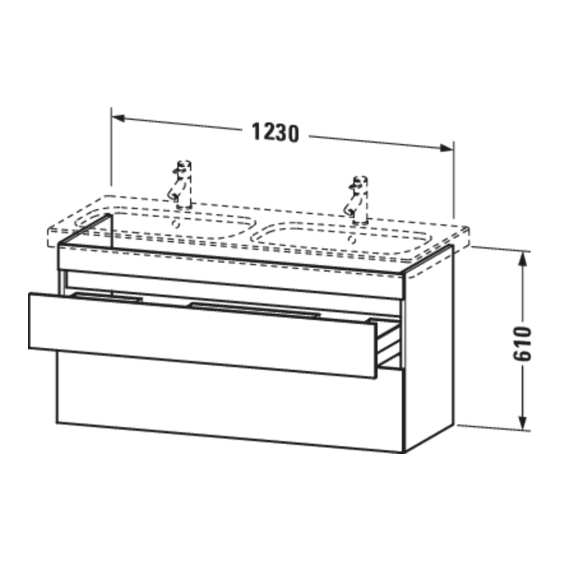 Duravit Waschtischunterschrank DuraStyle 123x44,8x61cm, 2 A, B l/r, N dk/we ma