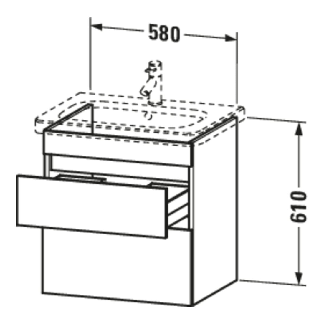 Duravit Waschtischunterschrank DuraStyle 58x44,8cm, Ei sw/we ma, 2 SchKa., wandhängend