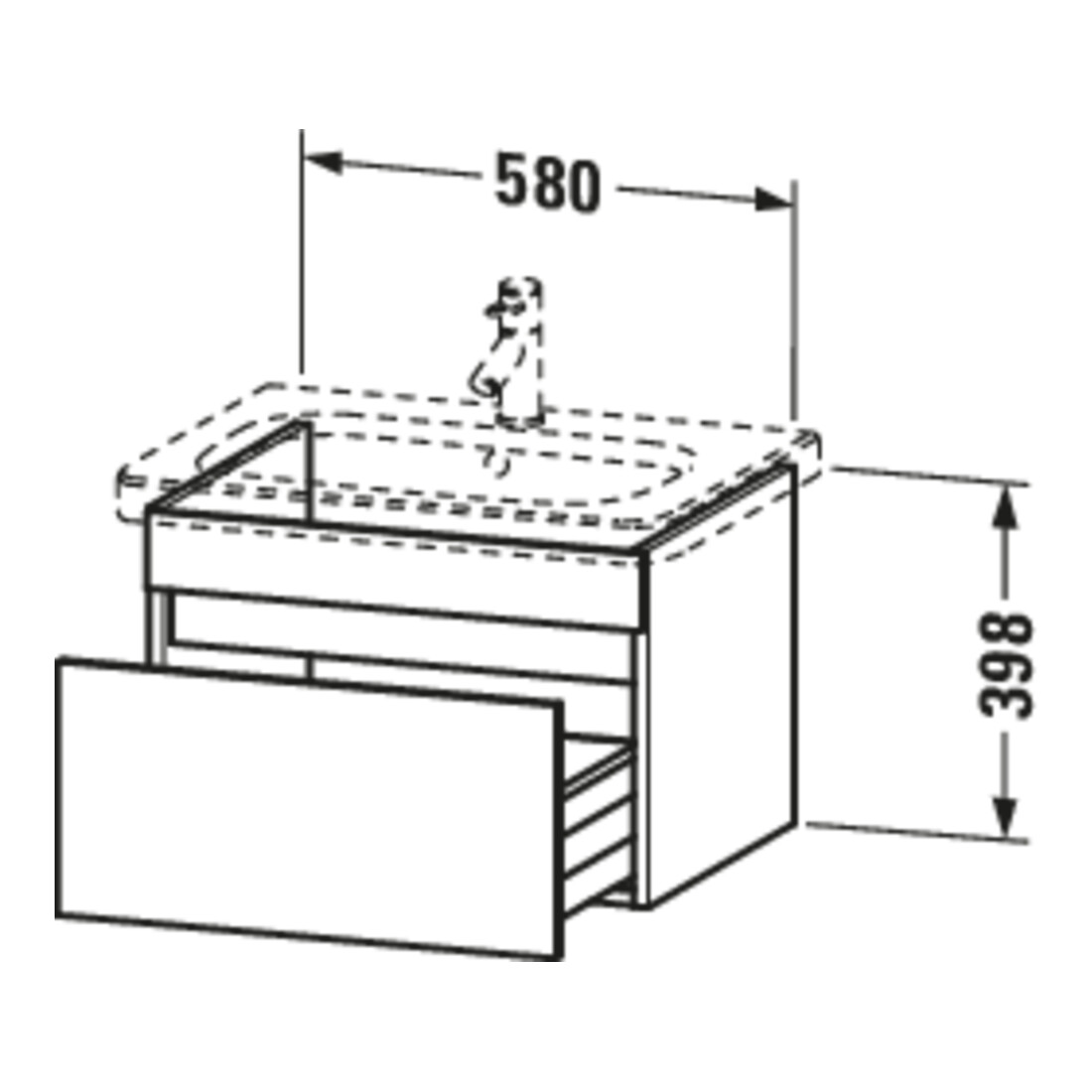 Duravit Waschtischunterschrank DuraStyle 58x44,8cm, we. hg/b ma, 1 Ausz., wandhängend