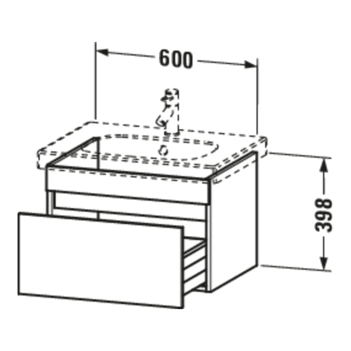 Duravit Waschtischunterschrank DuraStyle 60x45,3cm, E sw/Bas ma, 1 Ausz., wandhängend
