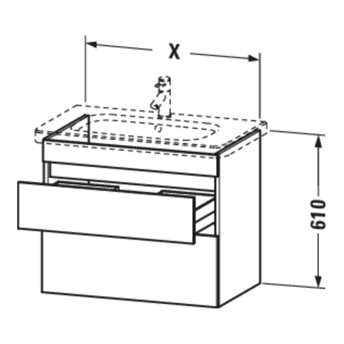 Duravit Waschtischunterschrank DuraStyle 60x45,3cm, E sw/Bas ma, 2 SchKa., wandhängend