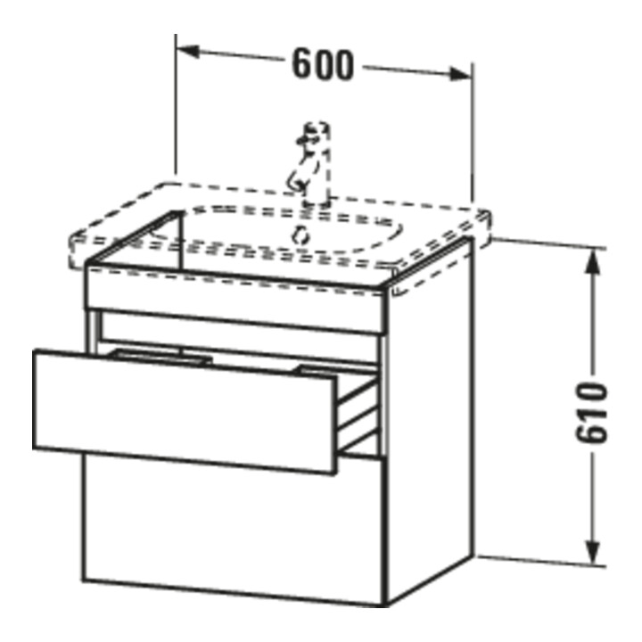 Duravit Waschtischunterschrank DuraStyle 60x45,3cm, E sw/Bas ma, 2 SchKa., wandhängend