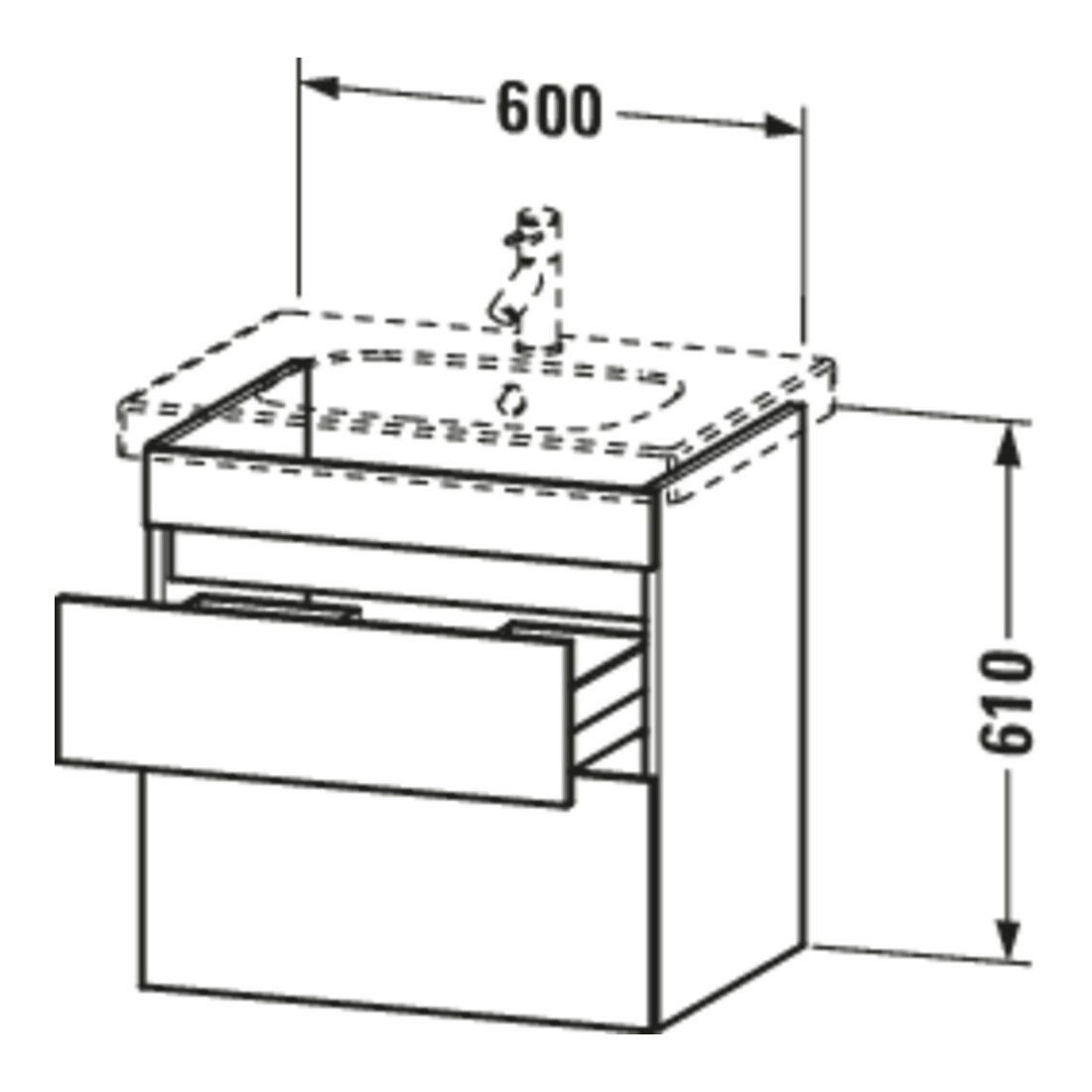 Duravit Waschtischunterschrank DuraStyle 60x45,3cm, gra m/bas ma, 2 SchKa., wandhängend